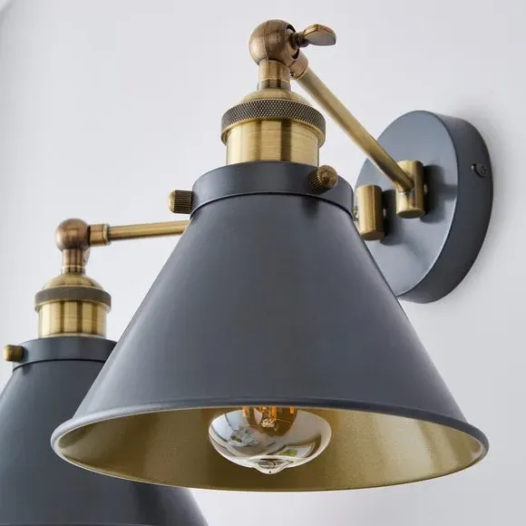 Dual Wall Light - Grey, Metal