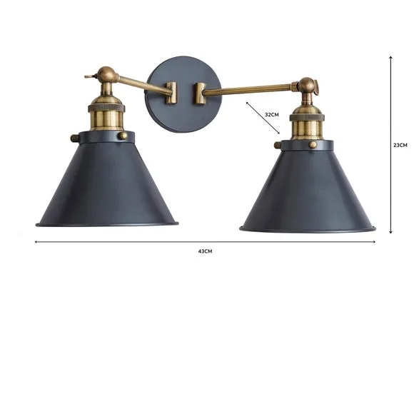 Dual Wall Light - Grey, Metal