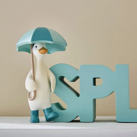 Duck Ornament Splash Design - Blue, Ceramic