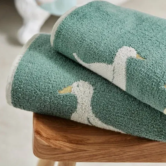 Duck Print Towel - Teal, Cotton