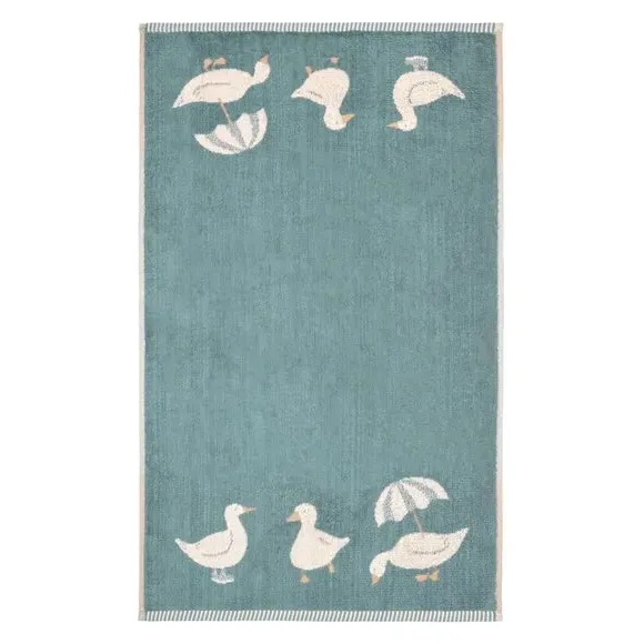 Duck Print Towel - Teal, Cotton