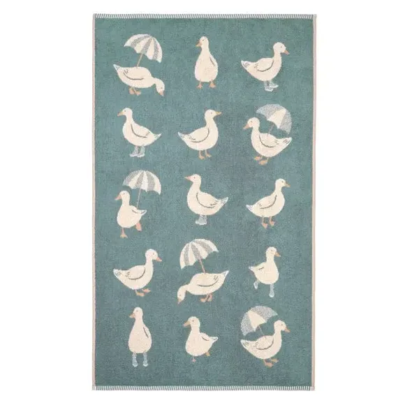 Duck Print Towel - Teal, Cotton