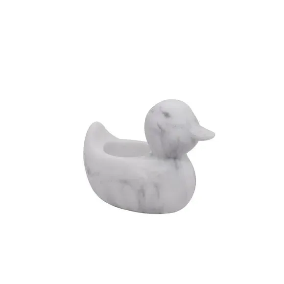 Duck Tealight Holder - White, Marble