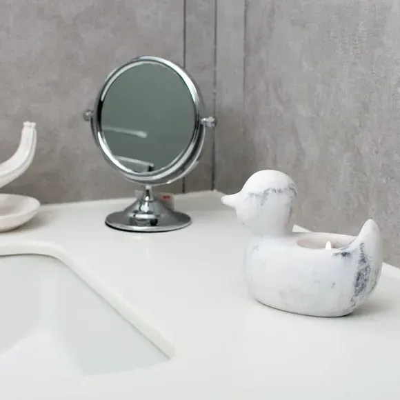 Duck Tealight Holder - White, Marble image