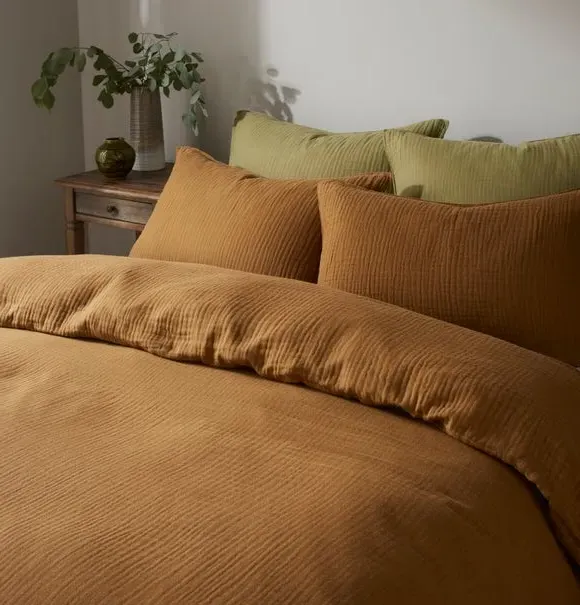 Duvet Cover and Pillowcase Set - Caramel, Cotton
