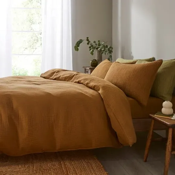 Duvet Cover and Pillowcase Set - Caramel, Cotton