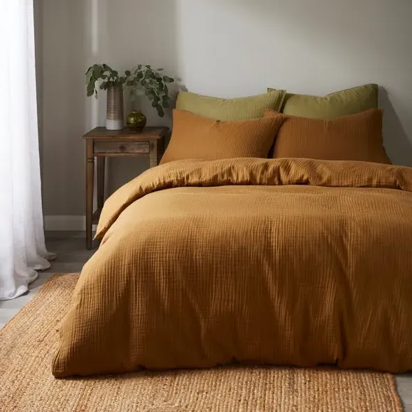 Duvet Cover and Pillowcase Set - Caramel, Cotton