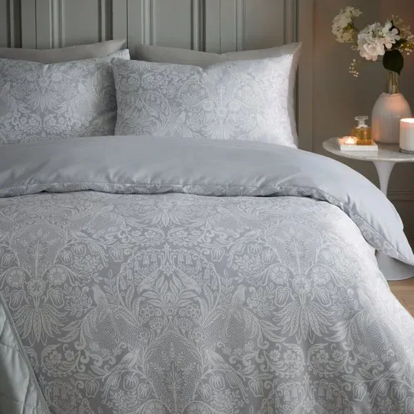 Duvet Cover and Pillowcase Set - Grey, Cotton