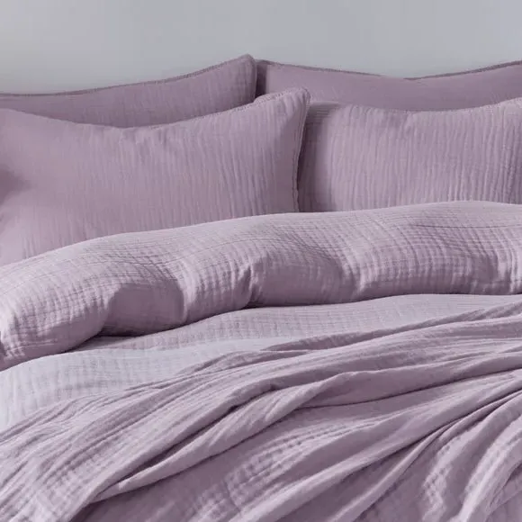 Duvet Cover and Pillowcase Set - Mauve, Cotton