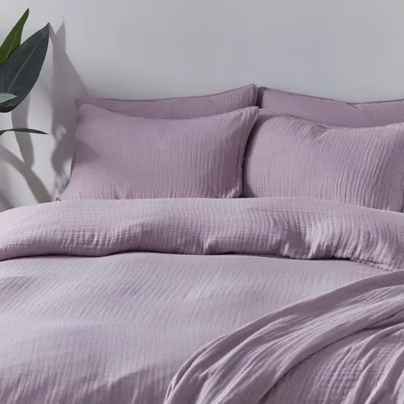 Duvet Cover and Pillowcase Set - Mauve, Cotton