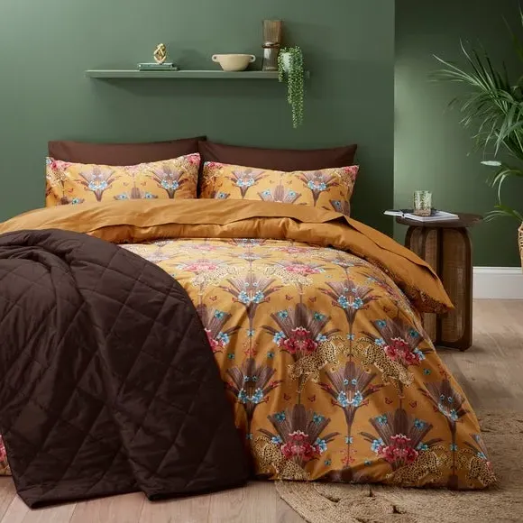 Duvet Cover and Pillowcase Set - Ochre, Velour