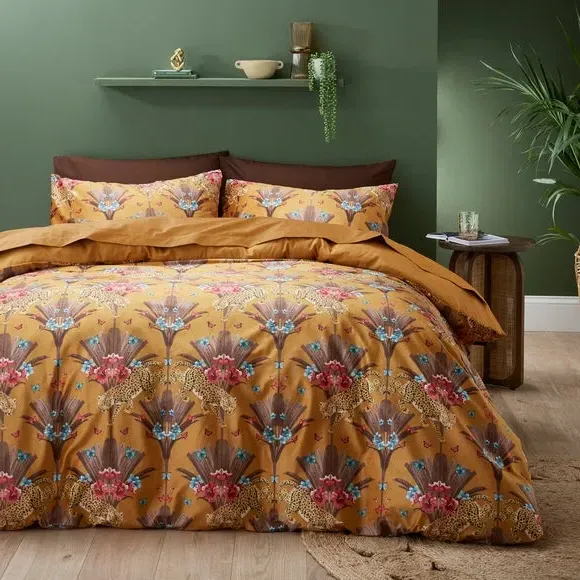 Duvet Cover and Pillowcase Set - Ochre, Velour