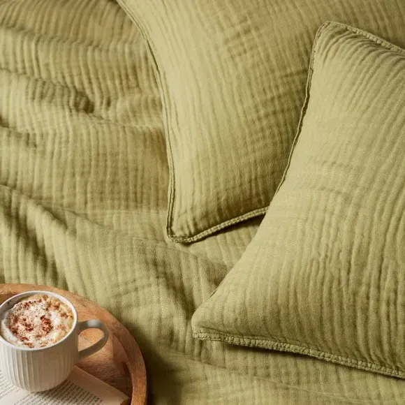 Duvet Cover and Pillowcase Set - Soft Olive, Cotton