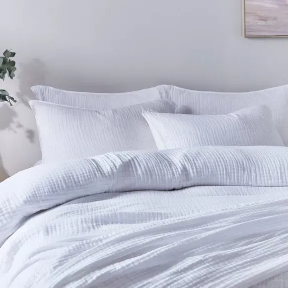 Duvet Cover and Pillowcase Set - White, Cotton