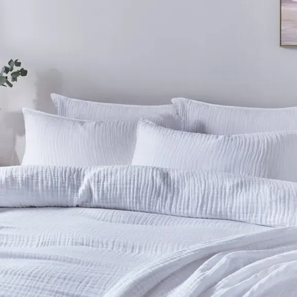 Duvet Cover and Pillowcase Set - White, Cotton