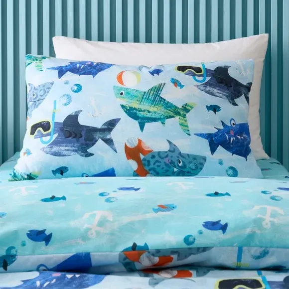 Duvet Cover & Pillowcase Set - Blue, Cotton