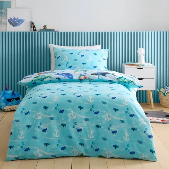 Duvet Cover & Pillowcase Set - Blue, Cotton