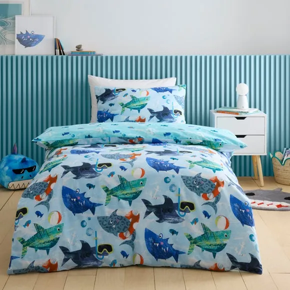 Duvet Cover & Pillowcase Set - Blue, Cotton