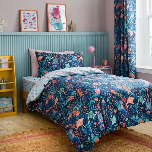 Duvet Cover & Pillowcase Set - Blue, Polycotton