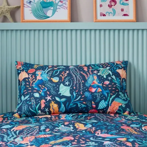 Duvet Cover & Pillowcase Set - Blue, Polycotton