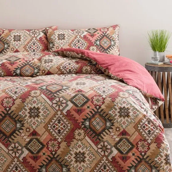 Duvet Cover & Pillowcase Set - Brown, Cotton