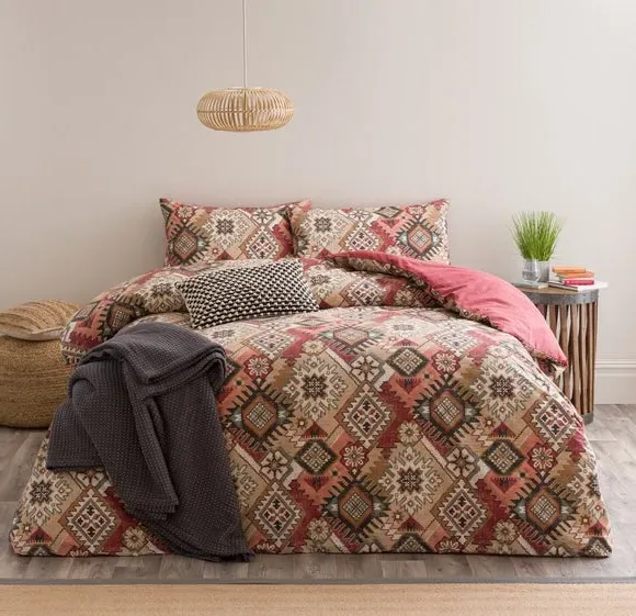 Duvet Cover & Pillowcase Set - Brown, Cotton image