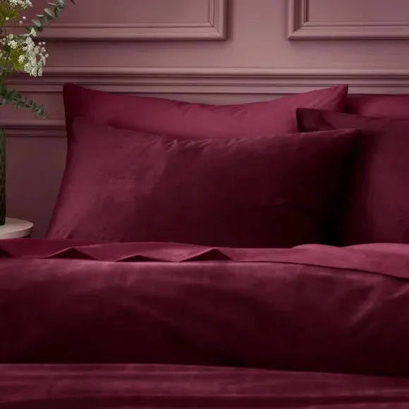Duvet Cover & Pillowcase Set - Cranberry, Velour