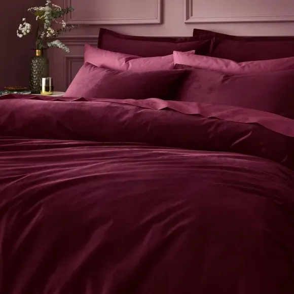 Duvet Cover & Pillowcase Set - Cranberry, Velour