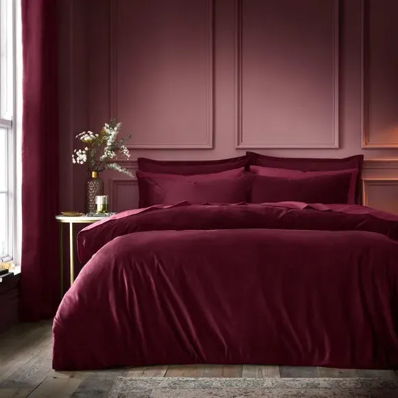 Duvet Cover & Pillowcase Set - Cranberry, Velour