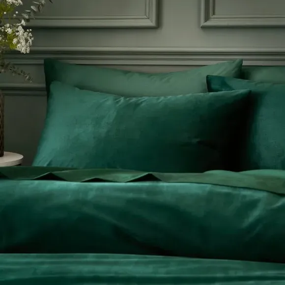Duvet Cover & Pillowcase Set - Green, Velour