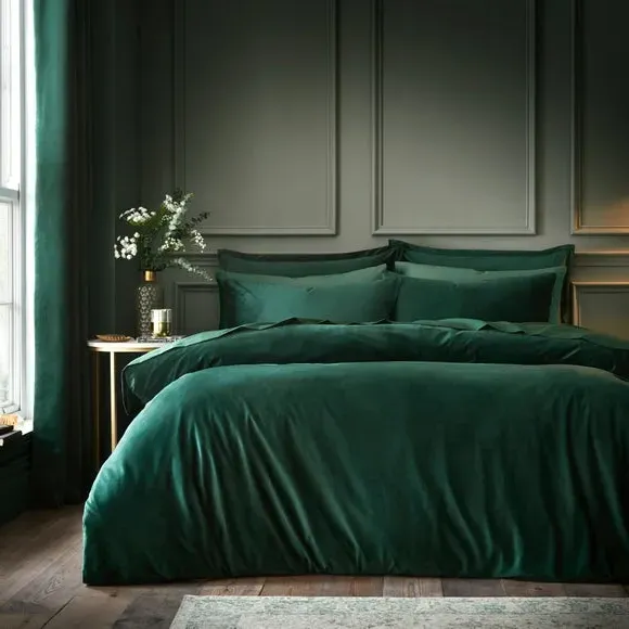 Duvet Cover & Pillowcase Set - Green, Velour