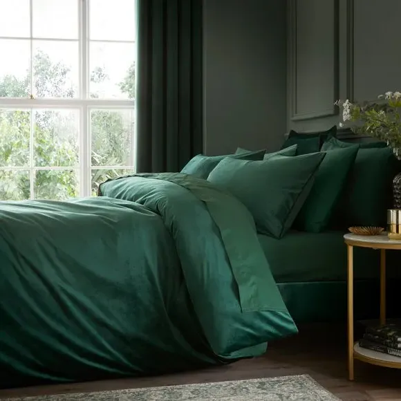 Duvet Cover & Pillowcase Set - Green, Velour