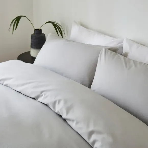 Duvet Cover & Pillowcase Set - Silver, Polycotton