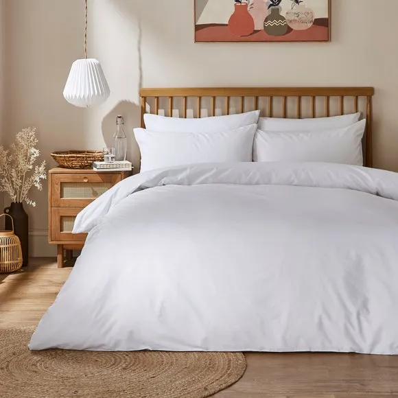 Duvet Cover & Pillowcase Set - White, Polycotton