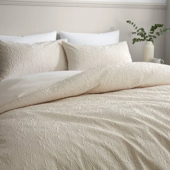 Duvet Cover & Pillowcase Set - White Sand, Polyester