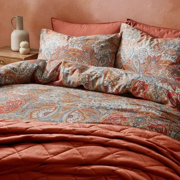 Duvet Cover Set Reversible - Orange, Cotton