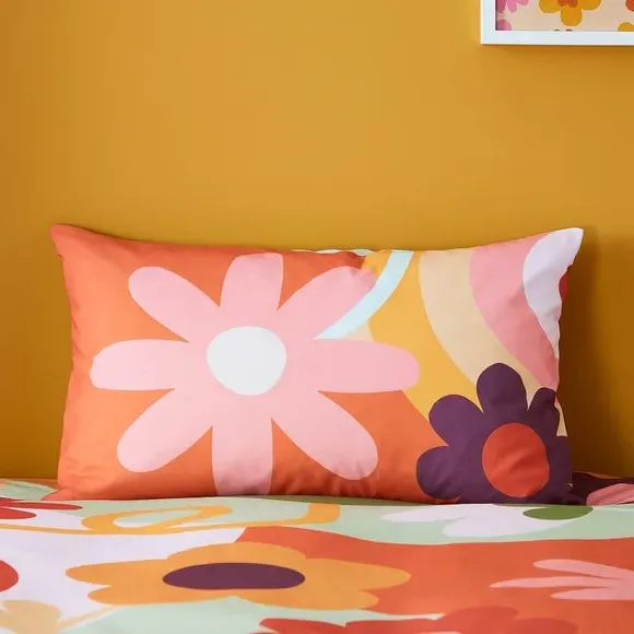 Duvet Cover Set Reversible - Orange, Polycotton