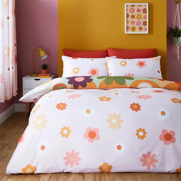 Duvet Cover Set Reversible - Orange, Polycotton