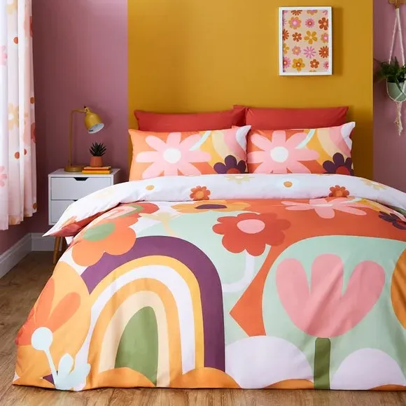 Duvet Cover Set Reversible - Orange, Polycotton image