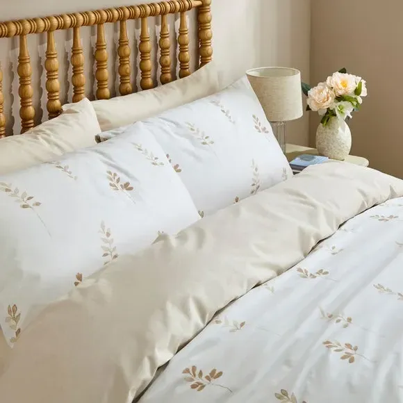 Duvet Cover Set Watercolour Leaf - White Sand