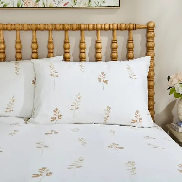 Duvet Cover Set Watercolour Leaf - White Sand