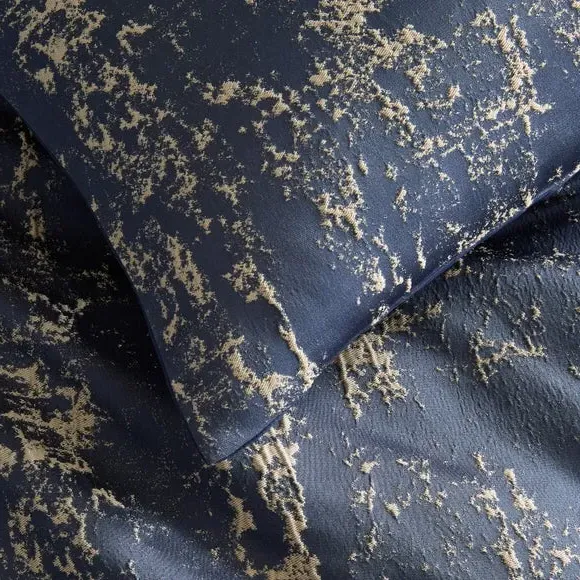 Duvet Cover Set with Abstract Pattern - Navy