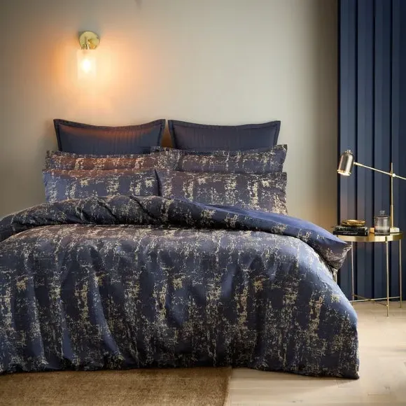 Duvet Cover Set with Abstract Pattern - Navy image