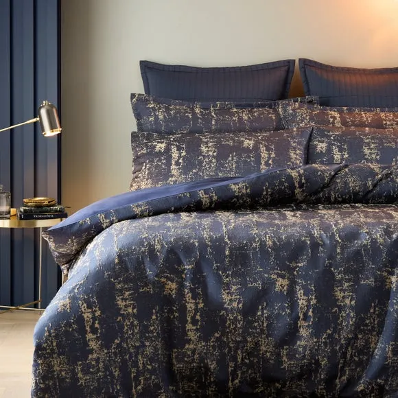 Duvet Cover Set with Abstract Pattern - Navy