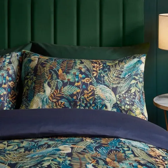 Duvet Cover Set with Button Closure - Navy, Polycotton