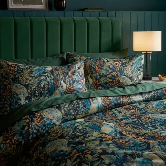 Duvet Cover Set with Button Closure - Navy, Polycotton