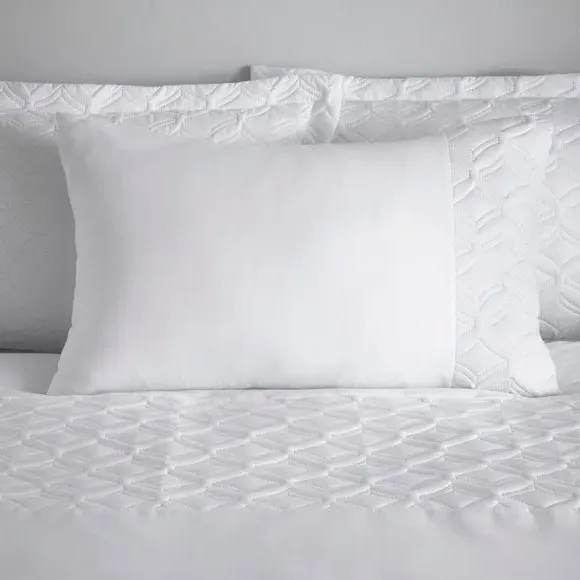 Duvet Cover Set with Embellished Print - White