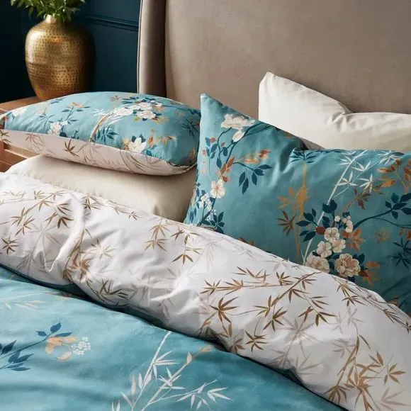 Duvet Cover Set with Floral Design - Mineral