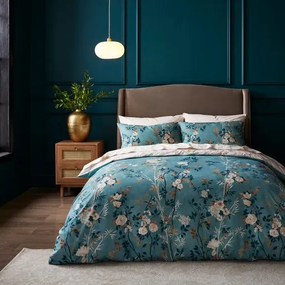 Duvet Cover Set with Floral Design - Mineral