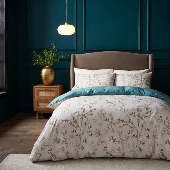 Duvet Cover Set with Floral Design - Mineral